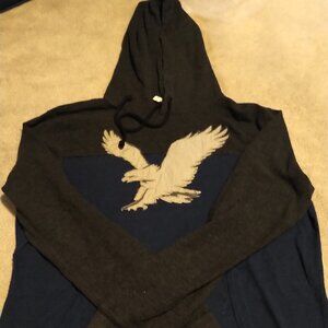 American Eagle Mens M Blue Gray Long sleeve with hood